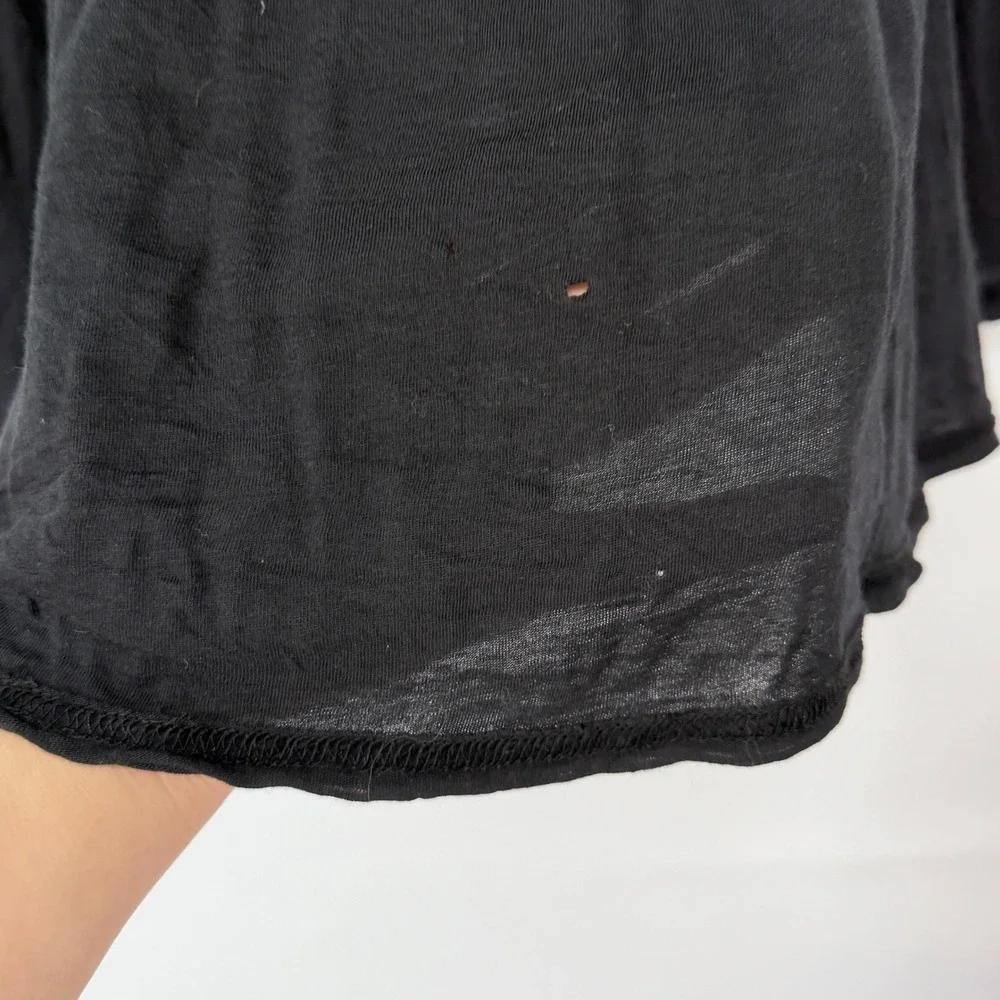 We The Free Free People Black Pima Cotton Modal High Low Peplum Top Size‎ M